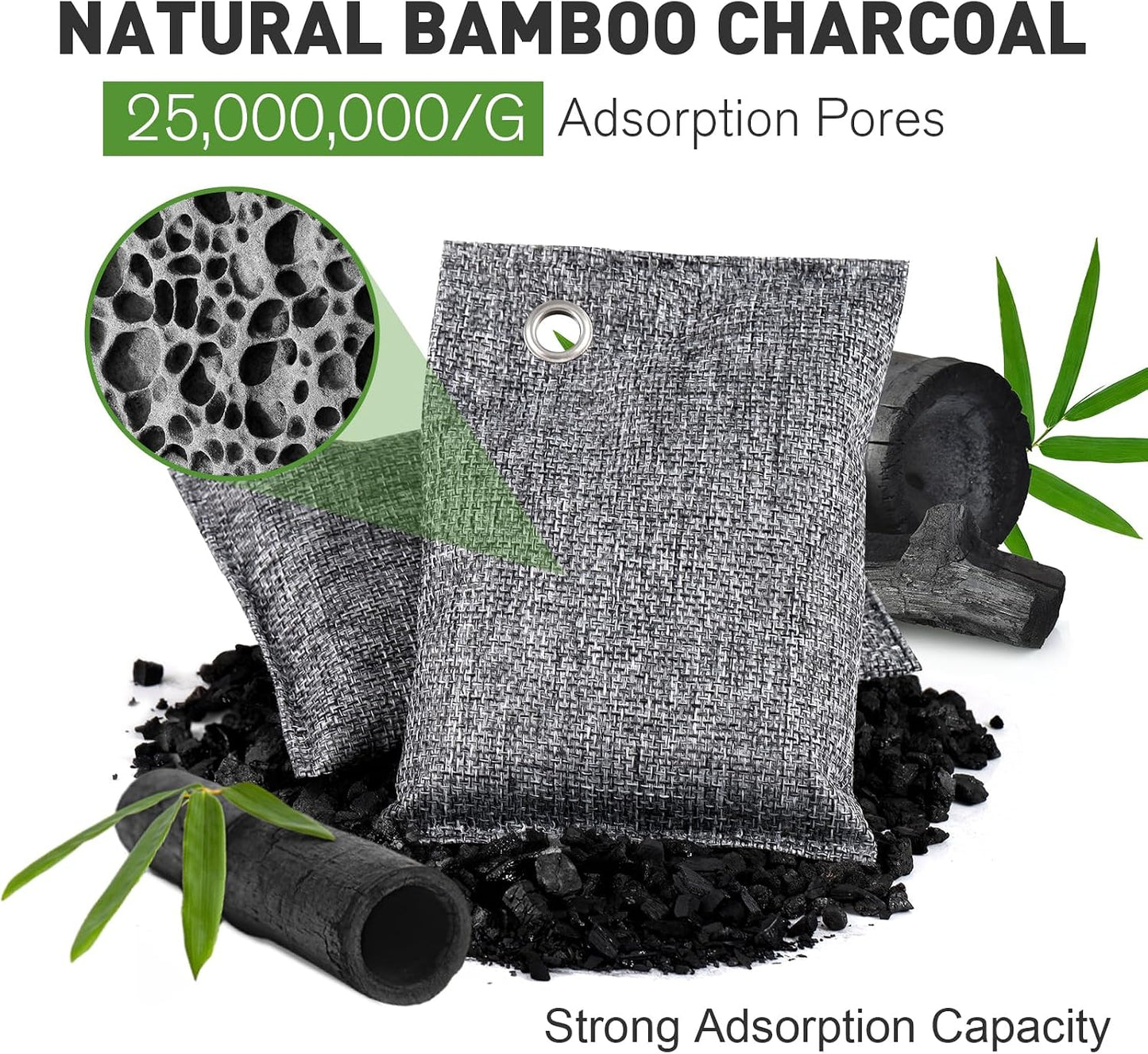 TUXIYA 8Pack Activated Charcoal Odor Absorber, Odor Eliminator for Strong 0dor,Shoe Deodorizer,Bamboo Charcoal Air Purifying For in Car,Closet,Shoe, Basement(50g/1.77oz Each)