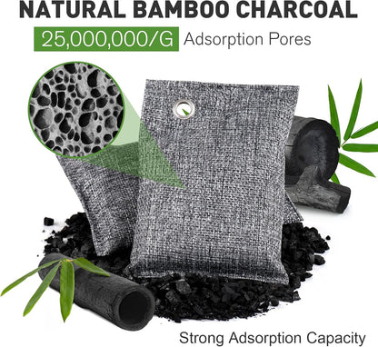 TUXIYA 8Pack Activated Charcoal Odor Absorber, Odor Eliminator for Strong 0dor,Shoe Deodorizer,Bamboo Charcoal Air Purifying For in Car,Closet,Shoe, Basement(50g/1.77oz Each)