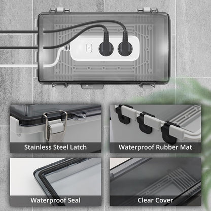 Outdoor Extension Cord Cover for Outside Outlet Plug Cover Waterproof, 9x5x4.3” Outdoor Electrical Box for Outlet Plug,IP67 Outdoor Waterproof Plug-in Distribution Box