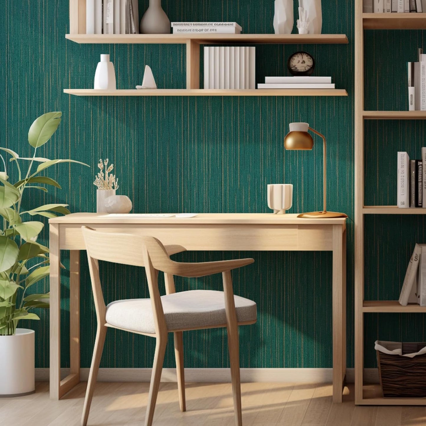Light Blue Peel and Stick Grasscloth Texture Wallpaper 15.7"x120" Vintage Wallpaper Removable Waterproof