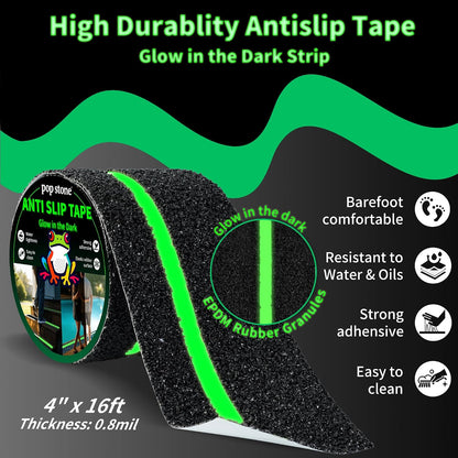 Waterproof Anti-Slip Traction Tape | 2" x16.5 FT | Heavy-Duty EPDM Rubber, Strong Grip & Barefoot Gentle | Indoor & Outdoor Solution: Poolside, Bath, Ramps, Stairs, Board Steps