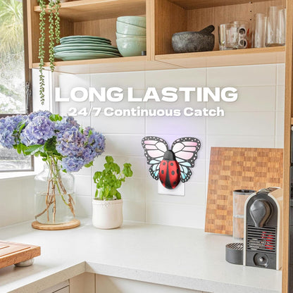Flying Insect Trap Indoor, Light Fly Trap Captures Flies, Fruit Flies, Gnats, Moths, Mosquito and Other Flying Houseflies(1 Plug-in Device + 3 Pair Refills)