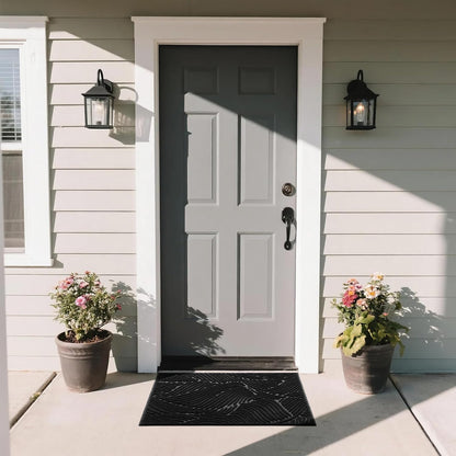Yimobra Doormat Outdoor Entrance, Simple Stripes All-Weather Waterproof & Non-Slip Mat for Front Door, Heavy Duty Welcome Mat for Indoor, Garage, Patio-29.5x17, Dark Grey