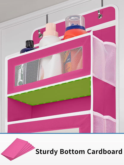 JARLINK 2 Pack Over the Door Organizer Storage, 5 Shelf Hanging Door Organizer with 5 Large Capacity Pockets, Anti Tilt 44 lb Load Behind Door Storage for Bedroom, Bathroom, Pantry, Nursery, (Grey)