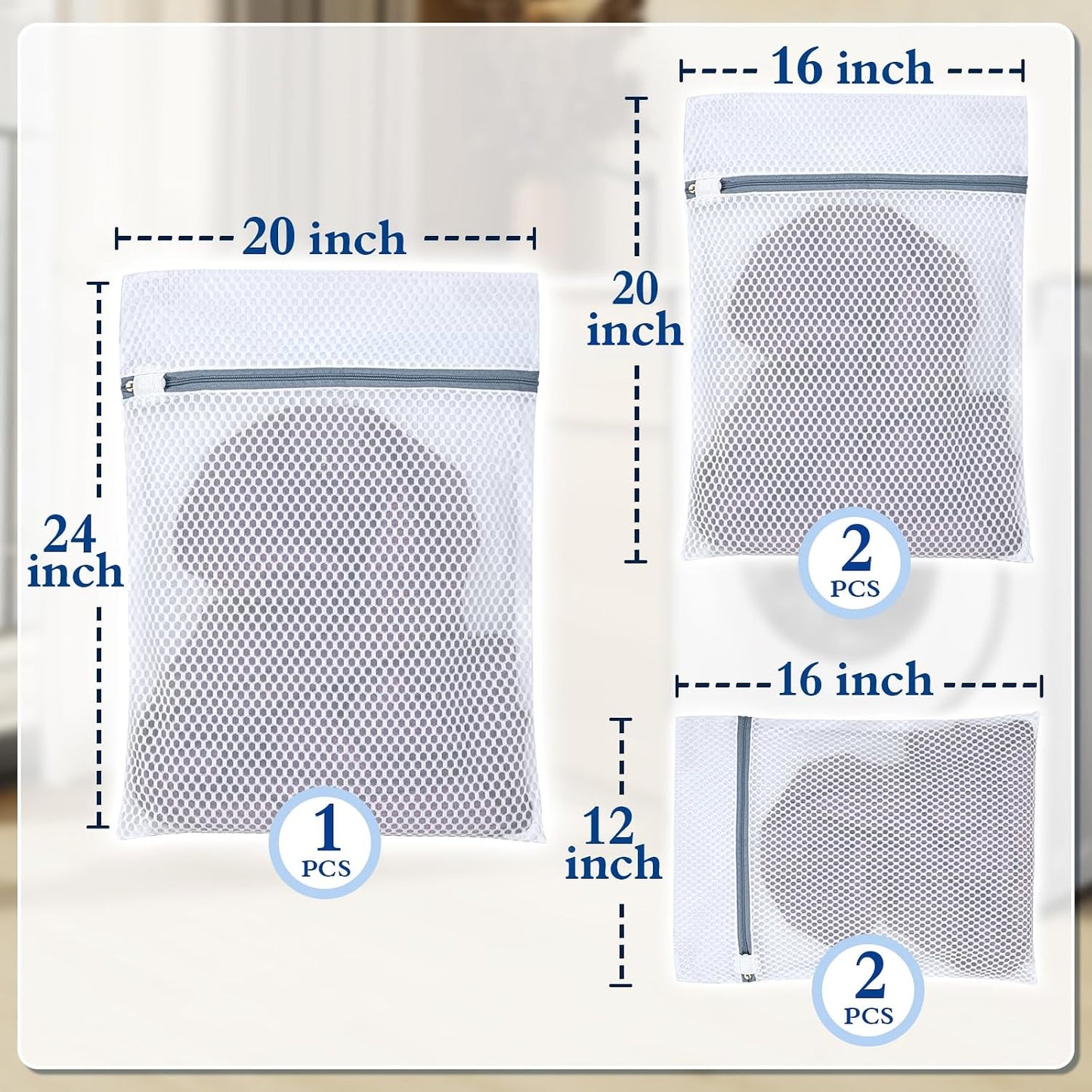 Durable Mesh Laundry Bags 5-Pack (12x16 Inch) Delicates Protector for Lingerie & Baby Clothes