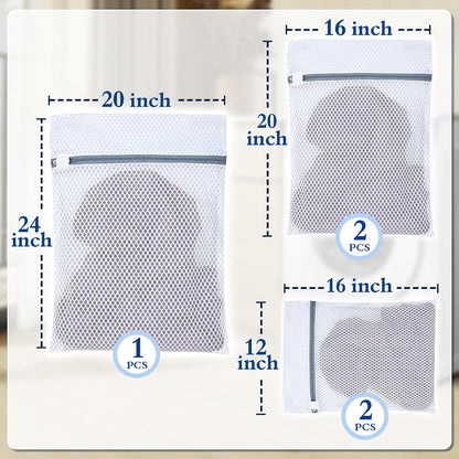 Durable Mesh Laundry Bags 5-Pack (12x16 Inch) Delicates Protector for Lingerie & Baby Clothes