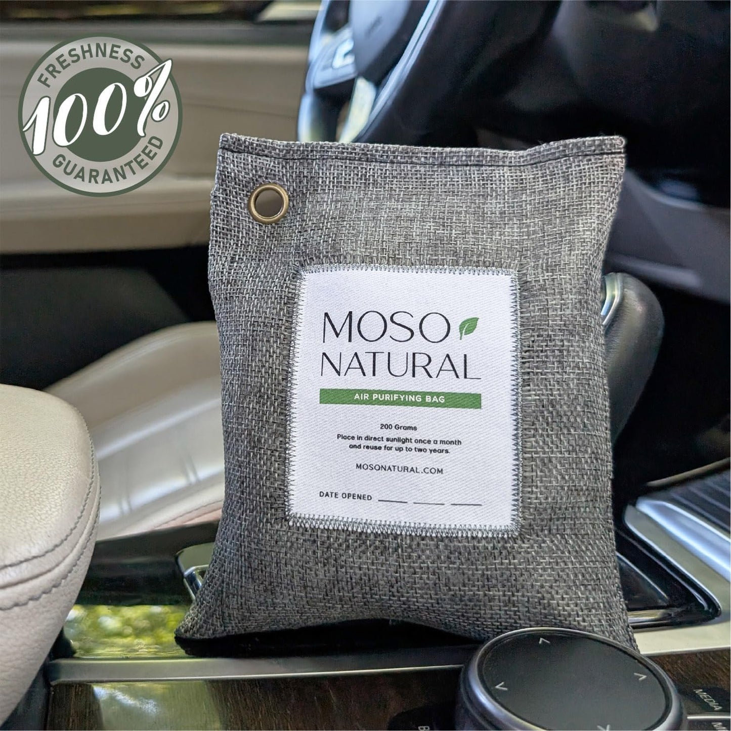Moso Natural Air Purifying Bag 200g (3 Pack) HGTV Editor's Pick | Premium Bamboo Charcoal Odor Absorber for Home & Car | Closet Odor Eliminator & Car Air Freshener | Long Lasting Charcoal Bags