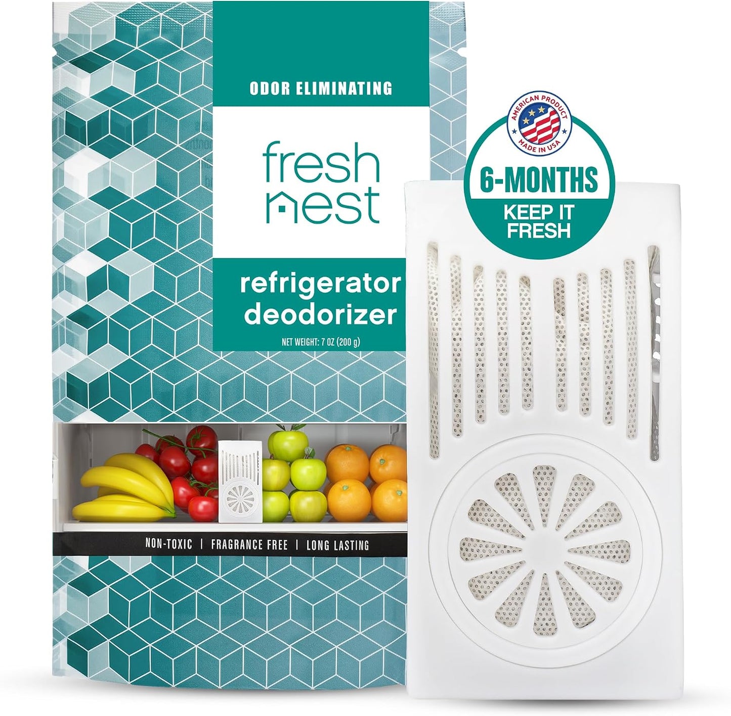 Refrigerator Deodorizer with Zeolites (2-Pack) - Odor Eliminator for Fridge & Freezer - Outshines Baking Soda and Bamboo Charcoal Bags - Long-Lasting, & Safe