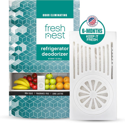 Refrigerator Deodorizer with Zeolites (2-Pack) - Odor Eliminator for Fridge & Freezer - Outshines Baking Soda and Bamboo Charcoal Bags - Long-Lasting, & Safe