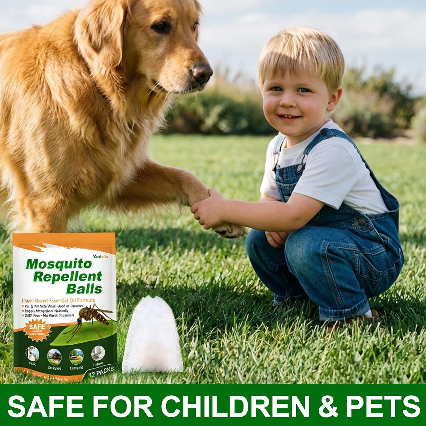 Mosquito Repellent Balls, Upgrade Outdoor & Indoor Mosquito Repellent for Patio, Yard, Camping, RV, Powerful 12-Pack Peppermint Oil & Citronella Oil Mosquito Deterrent, Safe for Kids & Pets