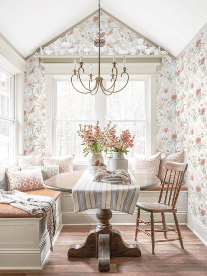 Dimoon 17.3''x78.7'' Peel and Stick Wallpaper Floral Cute Contact Paper Vintage Village Country Cottage Wallpaper Farmhouse Yellow Beige Renter Friendly Geometry Waterproof Embossed Kitchen Bedroom