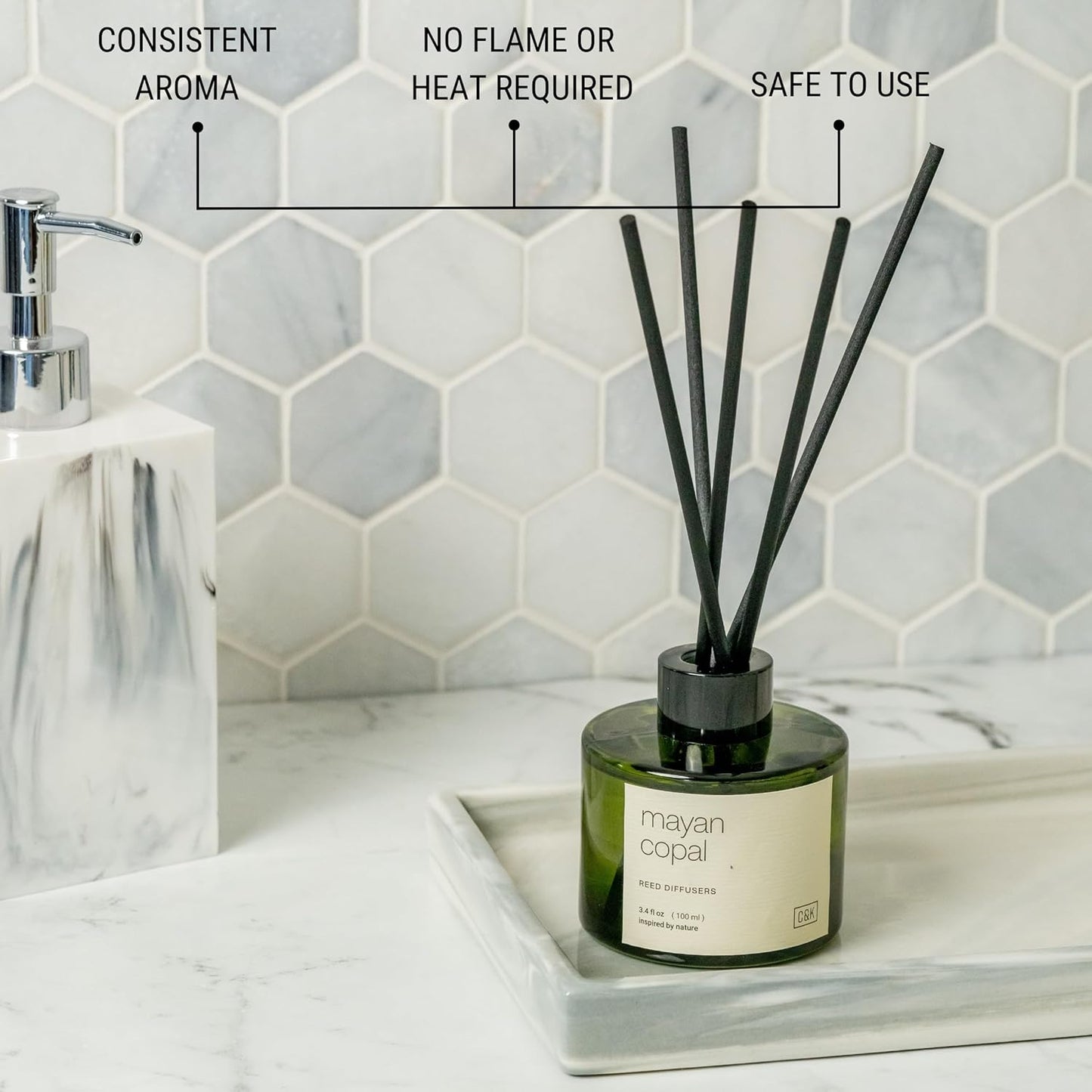 Craft & Kin Reed Diffuser with Dried Flowers | 5 oz Sicilian Citrus & Eucalyptus Scented Fall Reed Diffusers for Home, Bathroom | Scent Sticks | Elegant Fragrance Home Decor for Men & Women