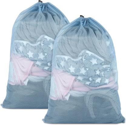 2 Pack Mesh Laundry Bags, 23 x 34 Inches Heavy Duty Mesh Laundry Bag, Large Laundry Drawstring Bag for College, Dorm, Travel, Family and Apartment Dwellers, Black