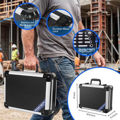 Prostormer Mechanic Tool Set – 219 Piece Basic Tool Kit for Home Repair & Auto Car Maintenance, General Household Tool Set with Aluminium Tool Box