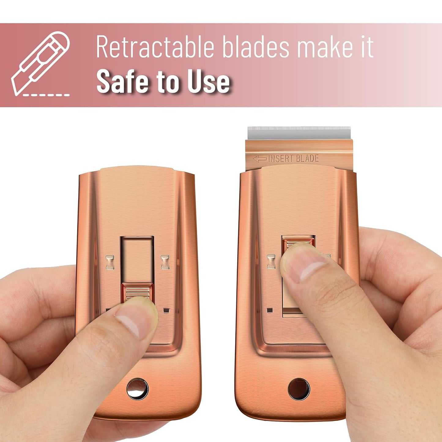 Bates- Metal Razor Blade Scraper, 2 Pack, 30 Extra Blades, Scraper for Cleaning, Glass Scraper, Razor Blade Scraper Tool, Razor Scraper Tool, Scraper Blades, Window Scraper with Razor Blade
