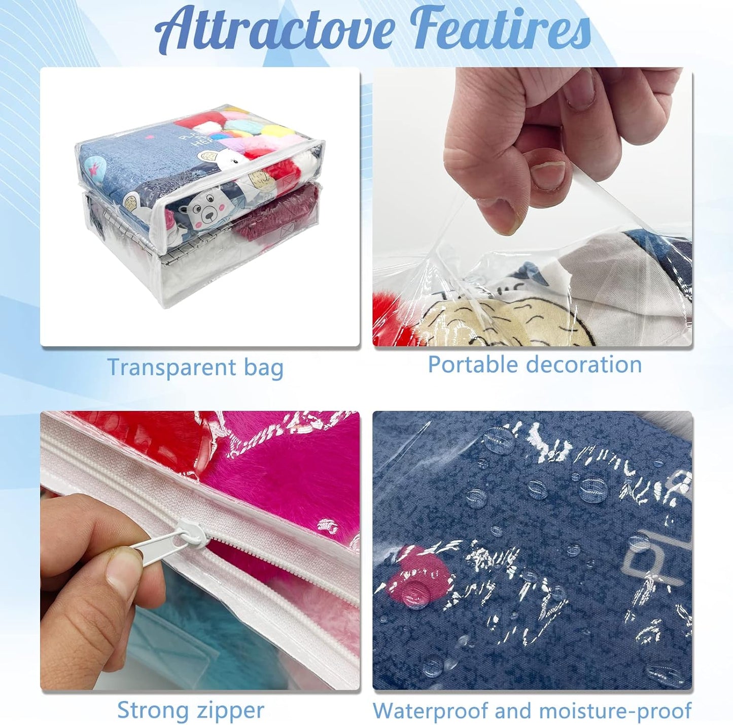 25Pcs Clear Vinyl Zippered Storage Bags - Blanket & Bed Sheet Organizer for Closet Linen & Sweater