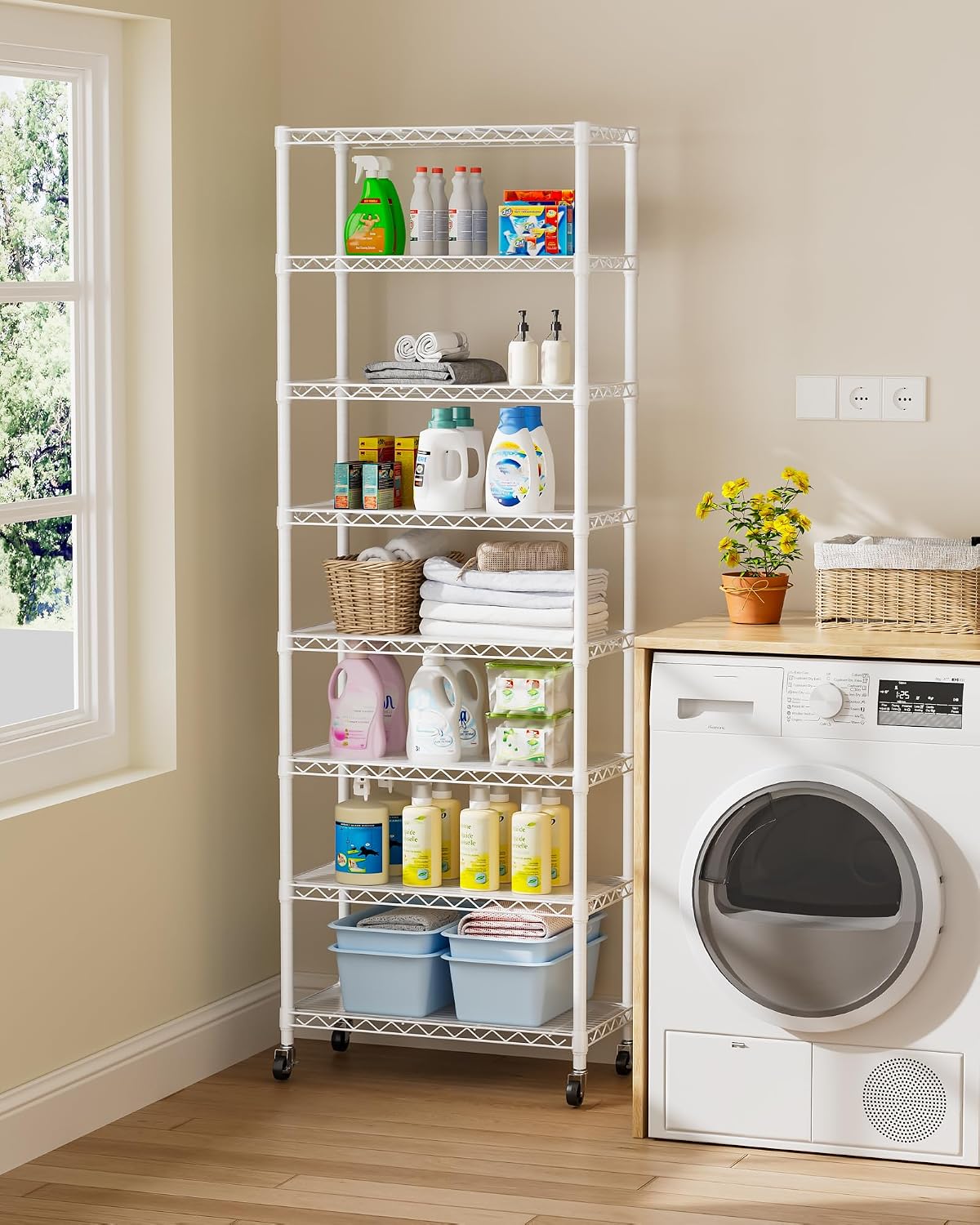 Golpart 4 Tier Adjustable Storage Shelves Metal Utility Shelf Wire Shelving Unit Organizer Rack for Home Kitchen Office Bathroom Pantry Room 12" D x 18" W x 44" H