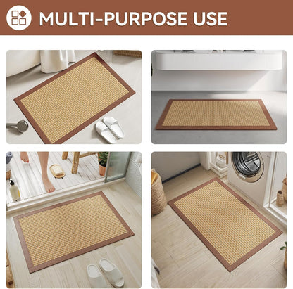 YDKGL Ultra Thin Bathroom Rugs Mat Quick Dry Absorbent Non Slip Bath Mat Bath Mats for Bathtub Mat Bathroom Carpet Fit Under Door Washable Floor Rubber Half Round Bath Rugs Grey 16x24