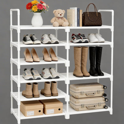 6-Tier Shoe Rack Large Capacity,Durable Shoe Organizer Storage for 20-26 Pairs of Shoes and Boots,Heavy Duty Free Standing Shoe Stand for Closet,Entryway and Garage (Black)