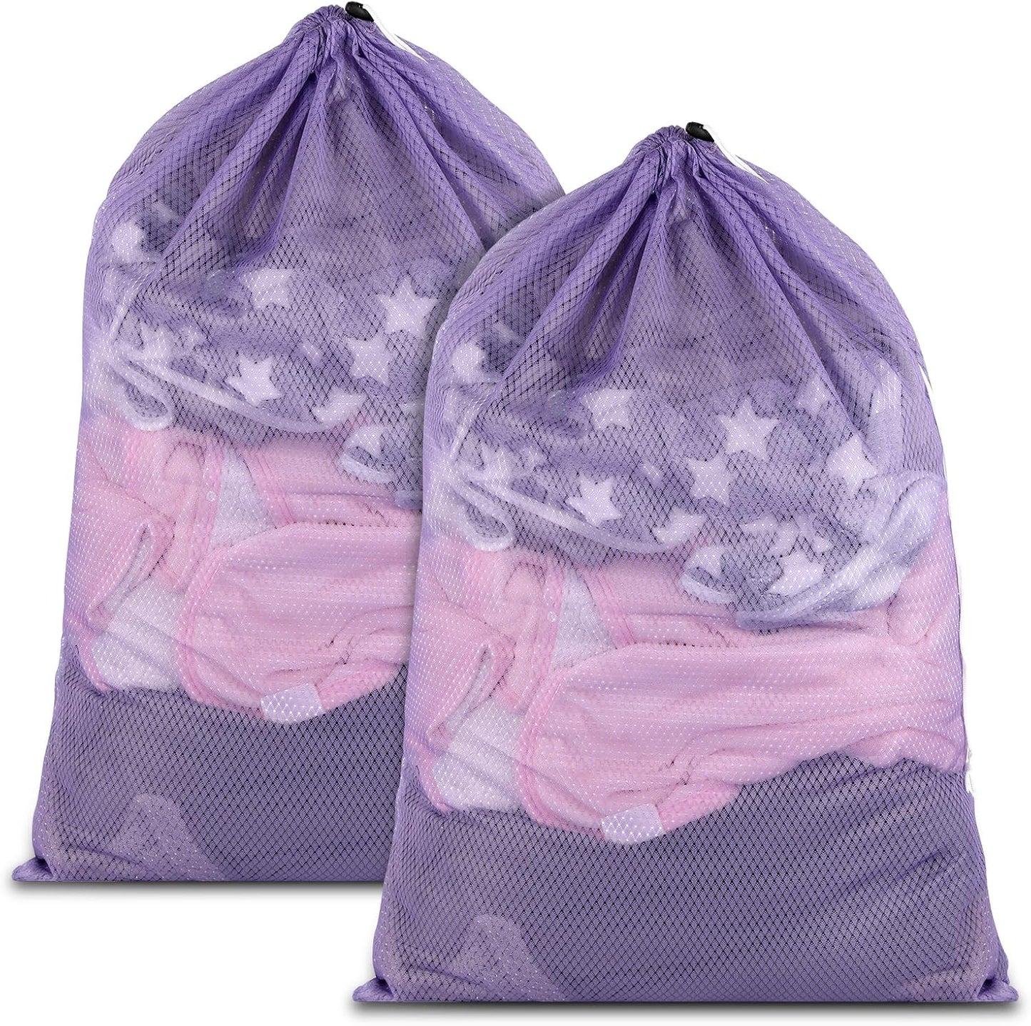 2 Pack Mesh Laundry Bags, 23 x 34 Inches Heavy Duty Mesh Laundry Bag, Large Laundry Drawstring Bag for College, Dorm, Travel, Family and Apartment Dwellers, Black
