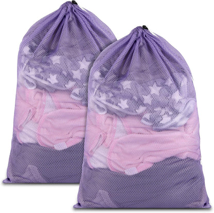 2 Pack Mesh Laundry Bags, 23 x 34 Inches Heavy Duty Mesh Laundry Bag, Large Laundry Drawstring Bag for College, Dorm, Travel, Family and Apartment Dwellers, Black