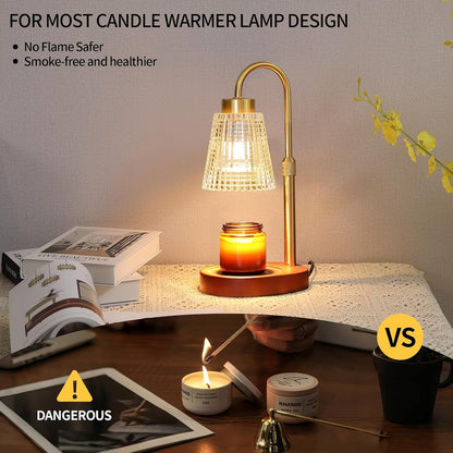 MEIXISUE Candle Warmer Lamp with Timer and Dimmer,Electric Gold Light Gifts for Women Melt Wax Warmer Lamp with 2 Bulbs for Candle Jars House Warming New Home Decor Bedroom