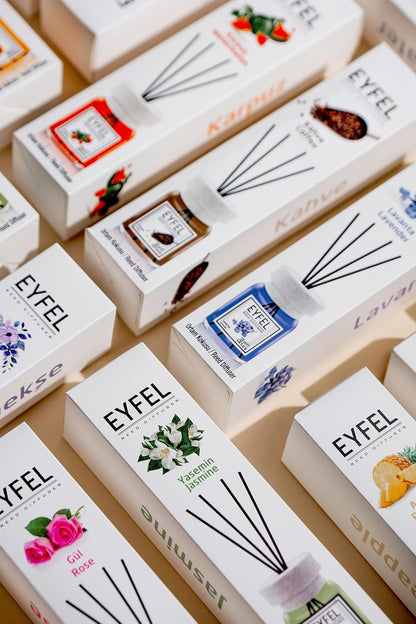 EYFEL Reed Diffuser Set - Caramel Scent 4.05 fl oz Oil with Sticks for Home and Bathroom - Fragrance and Decor