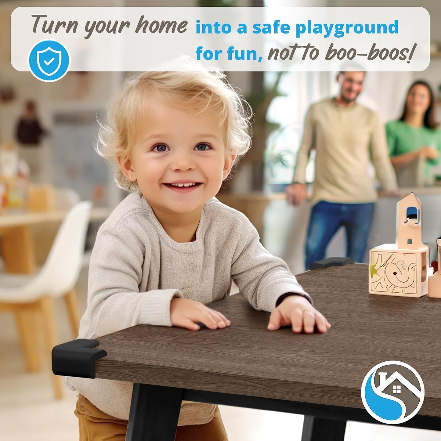 8-Pack Baby Proof Corner Protectors, Clear Furniture Safety Bumpers, Soft Rubber Foam Cushion Guards with Pre-Applied Adhesive, Child Proofing Pads for Tables, Cabinets, Desks, Glass Surfaces