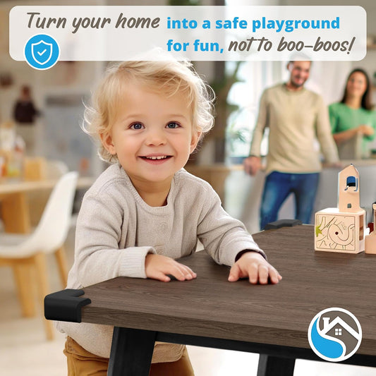 8-Pack Baby Proof Corner Protectors, Clear Furniture Safety Bumpers, Soft Rubber Foam Cushion Guards with Pre-Applied Adhesive, Child Proofing Pads for Tables, Cabinets, Desks, Glass Surfaces