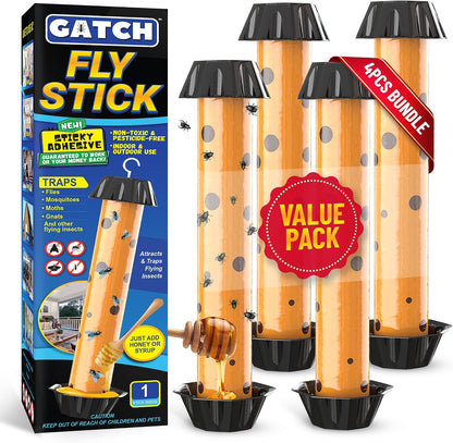 GATCH Fruit Fly Trap (3 Pack), Fly Stick for Mosquitoes, Sticky Trap for Flies Gnats Wasp Flying Insects, Bug Catcher, Indoor or Outdoor Use, Ready to Use Home