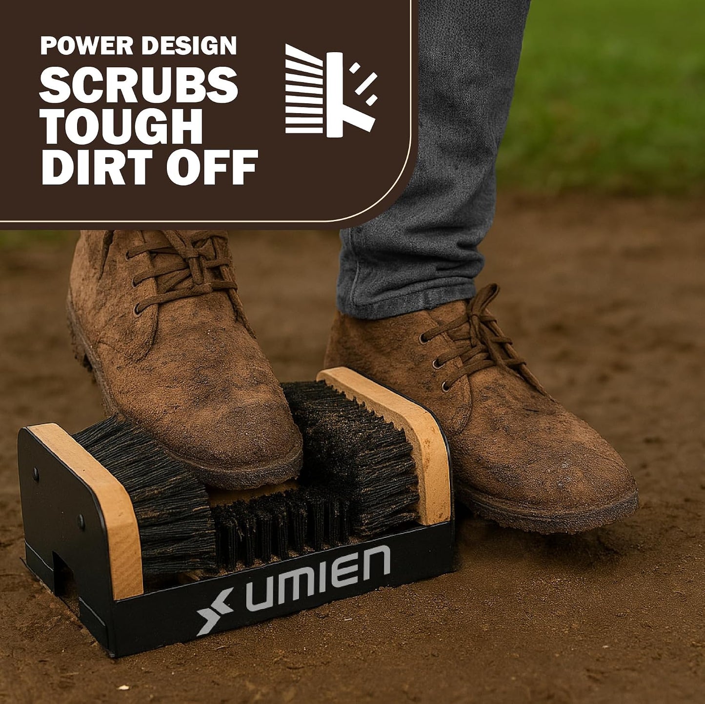 Umien™ Boot Scraper Outdoor Shoe Brush with Flaps - Cleaning Heavy-Duty Shoe Cleaner and Boot Scrubber for Mud, Dirt, and Snow - Durable Weather-Resistant Outdoor Shoe Cleaning Tool