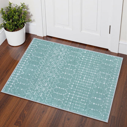 Lahome Moroccan Entry Rug 2x3, Non-Slip Washable Front Indoor Door Mat Rubber Backing Low-Profile Door Rugs, Small Geometric Print Distressed for Entryway Bathroom Kitchen, Black Hana