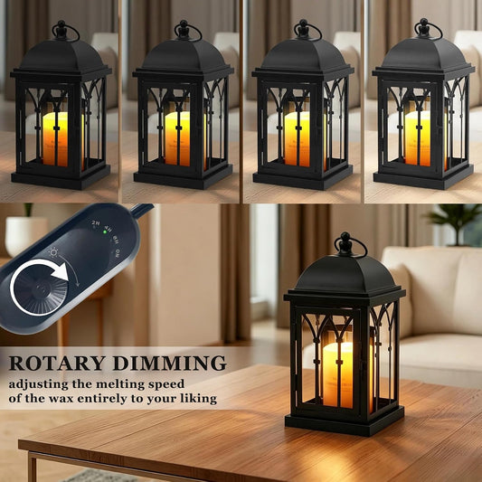 Candle Warmer Lamp with Timer Dimmer,Electric Candle Lamp Lantern Style,Compatible with 3 Wick/Large Candle,Fully Enclosed & Hangable Designed for Family with Pet,Children