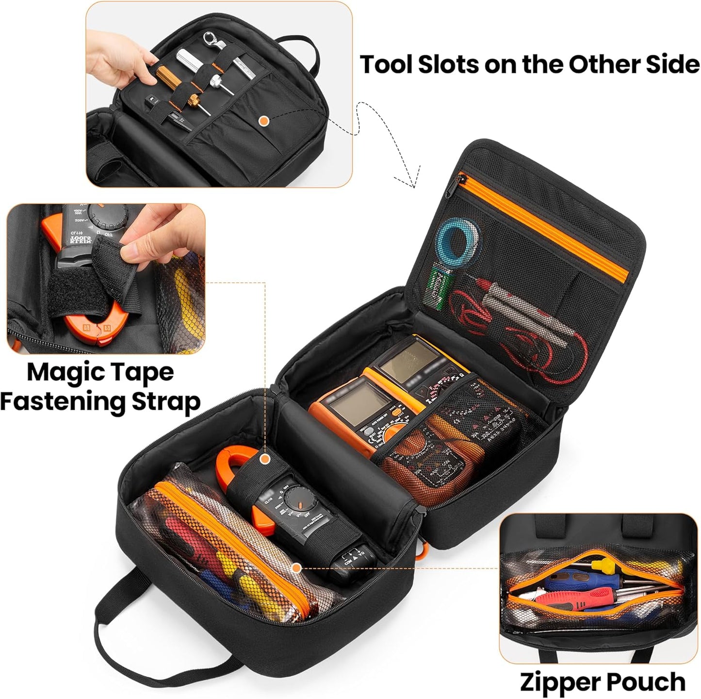 Rexmica Carrying Case Compatible with Klein Tools 80101/ ET310 AC Circuit Breaker Finder, Home Tester Kit Storage Bag for Digital Multimeter, Clamp Meter or Other Electrical Test Tools (Bag Only)
