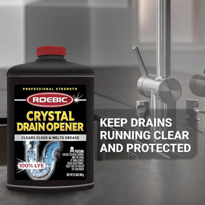 Roebic Liquid Drain Cleaner, Kitchen Sink Grease and Pipe Clog Remover, Professional Strength, 32 fl oz (1 Quart)