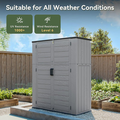 AOXUN Horizontal Storage Sheds 21 Cu.ft, HDPE Outdoor Storage Box 160 Gallon, Waterproof Lockable Resin Deck Box with Spring-Assisted Lid, Patio Storage for Garden, Pool, Cushions, Tools, White