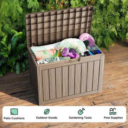 60 Gallon Outdoor Waterproof Storage Box, UV Resistant Resin Deck Box with Built-in Handle, Outdoor Storage Container for Patio Furniture, Garden Tools, Patio Cushions, Black