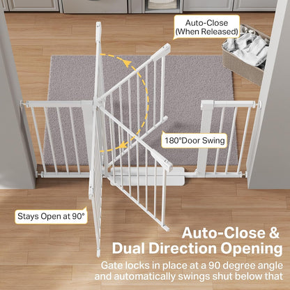 Cumbor 29.7-48" Baby Gate for Stairs, Mom's Choice Awards Winner-Dog Gate for Doorways, Auto Close Safety Pet Gate for Dogs Indoor, Easy Install Pressure Mounted Child Gate with Walk Thru Door, Brown