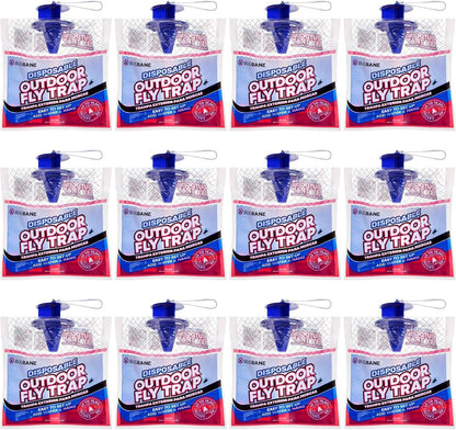 Fly Traps Outdoor Fly Trap for Patio. 4 Non-Toxic Pre-Baited Flies Bags Outdoor Disposable. Hanging Bug Catchers for All Filth Flies Killer for Outside Bug Control in Yard Horse Ranch Trash Can.