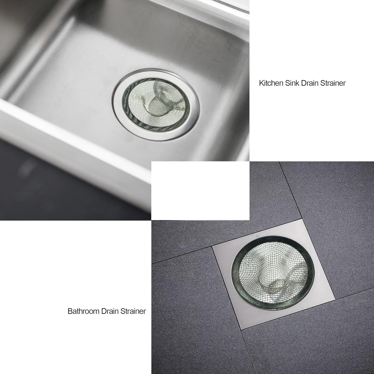Sink Strainer 2Pcs Stainless Steel Metal Mesh Sink Drain Strainer Large Wide Brim 3.5" Diameter for Most Kitchen Sink Bathroom Bathtub Shower Room Balcony Drains