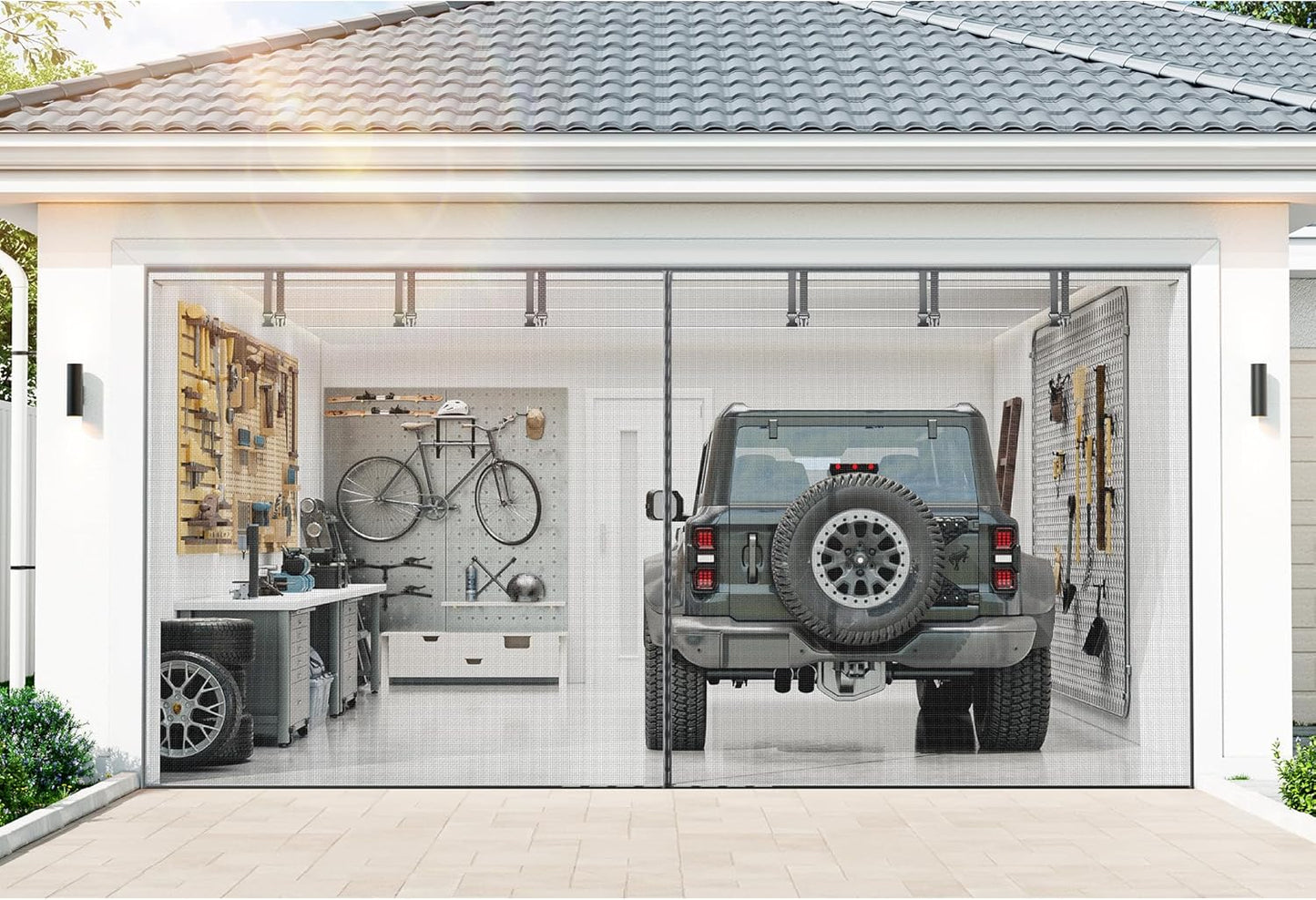 Heavy Duty Magnetic Screen Door Mesh - Auto-Sealing Hand-Free Door Net Screen with 50 Magnets, Pet & Kid Friendly, PET Fine Mesh Doors Screens Keep Bugs & Mosquitos Out Fits Front Doors Size 36” x 82”