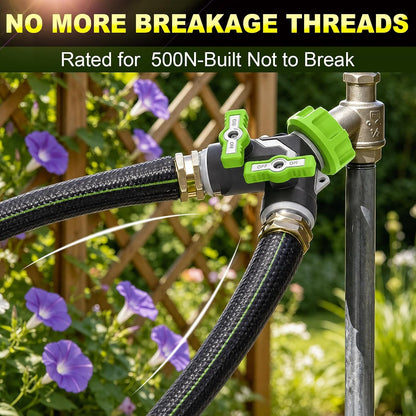 2-Way Heavy Duty Metal Garden Hose Splitter – Y Spigot & Outdoor Faucet Splitter, 100% Metal Body, 0.5LB, Bigger Bore High Flow, Leak-Proof 3/4" GHT,Durable Water Hose Splitter for Garden Tasks