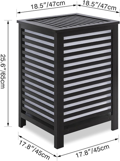 SMIBUY Double Laundry Hamper with Lid, 120L Bamboo Laundry Basket with Removable Liner Bag, 2-Section Clothes Divider Laundry Sorter for Laundry Room, Bathroom, Bedroom (Walnut)
