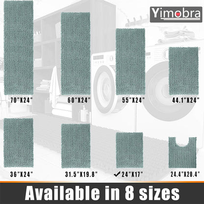 Yimobra Bathroom Rugs Non Slip Washable - Ultra Soft Absorbent Chenille Bath Mat, Quick Dry Shaggy Floor Carpet for Tub Shower, Gray Home Decor Accessories, 24x17 Inch