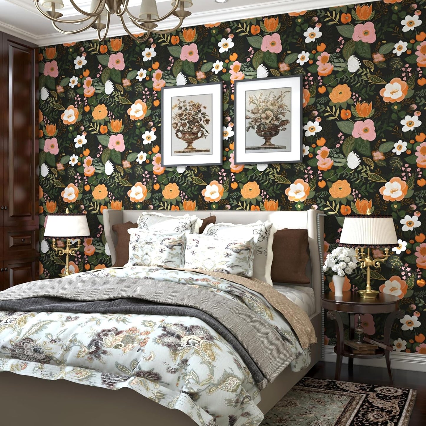 Danodoi Yellow Floral Wallpaper Peel and Stick Vinyl Wallpaper Stick and Peel Colorful Contact Paper for Cabinets Waterproof Self Adhesive Wall Paper for Kitchen Countertop Wall 17.5" x 118"