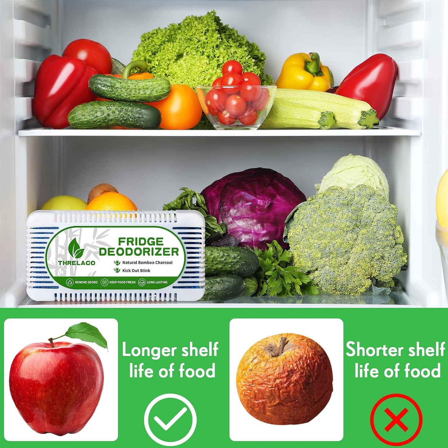 Threlaco 15 Pack Refrigerator Deodorizer Activated Charcoal Fridge Deodorizer Odor Eliminator for Refrigerators Wardrobe Closet Car Coolers and Basement