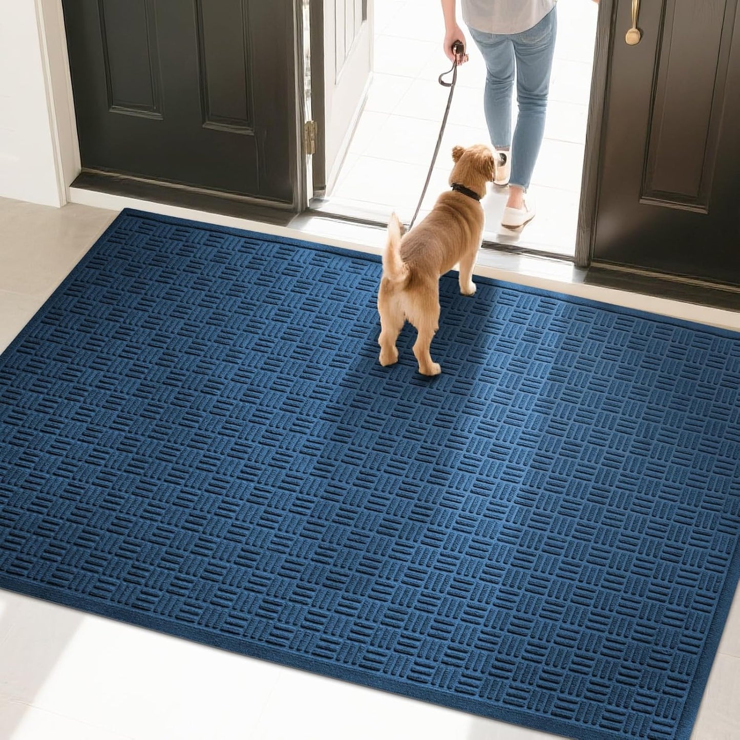 Mibao Front Door Mat, Heavy Duty Durable Welcome Mat for Outdoor Indoor, Dirt Trapper Waterproof Super Absorbent Door Mat for Entryway Outside Patio Porch, 29.5" x 17", Grey
