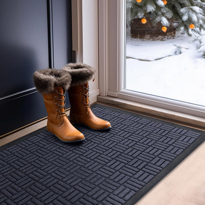 Mibao Front Door Mat, Heavy Duty Durable Welcome Mat for Outdoor Indoor, Dirt Trapper Waterproof Super Absorbent Door Mat for Entryway Outside Patio Porch, 29.5" x 17", Grey