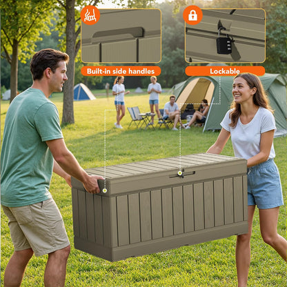 32 Gallon Deck Box Outdoor Indoor Waterproof Storage Box for Patio Furniture, Pool Accessories, Garden Tools, and Cushion Storage, Black