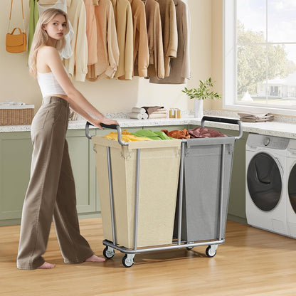 Gewudraw Large laundry hamper with Wheels, 3 Bag Big Rolling Laundry Hamper Sorter Cart, Extra Large Laundry Clothes Hamper, Heavy Duty Laundry Basket Organizer for Laundry Room,Bathroom,Black